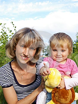 Young woman and her small niece photo