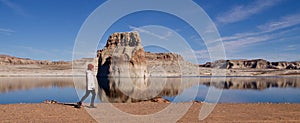 Hiking on Lake Powell, Utah, USA