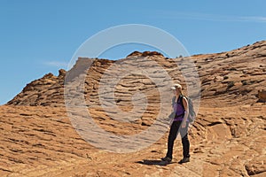 Young Woman Hiking Grand Staircase Escalante National Monument Utah