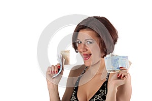 Young woman hold the money