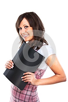 Young woman holding a folder