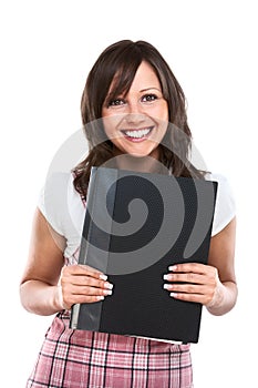 Young woman holding a folder