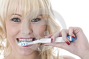 Young Woman Holding Tooth Brush Brushing Teeth