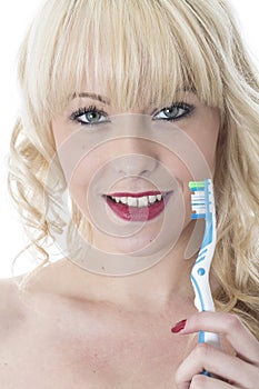 Young Woman Holding Tooth Brush Brushing Teeth