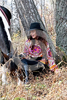 Young Woman And Horse