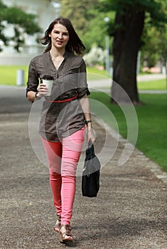 Young Woman in a Hurry