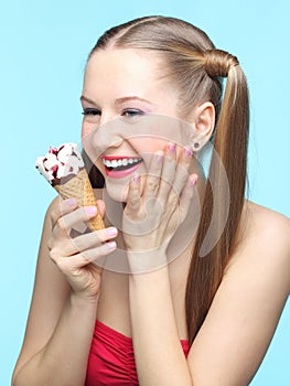 Young woman with ice cream