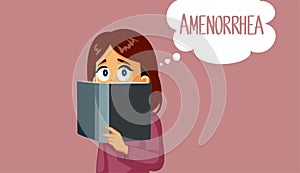 Young Woman Informing Herself About Amenorrhea Vector Illustration photo