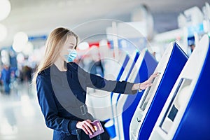 Young woman in international airport