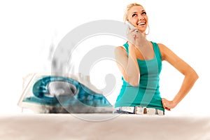 Young Woman Ironing