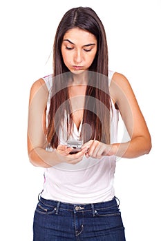 Young woman irritated by the phone