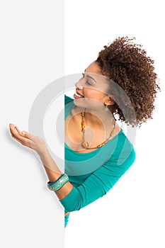 Woman Displaying Placard photo