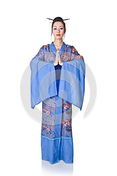 Young woman in Japanese kimono