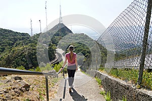 Young woman on Jaragua Peak in Sao Paulo, Brazil photo