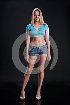 Young Woman In A Jeans Shirts