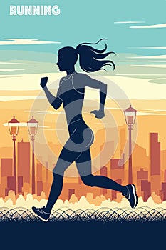 Young woman jogging. Active healthy lifestyle concept, running, city