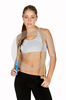 Young Woman with Jump Rope Around Neck