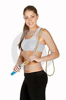 Young Woman With Jump Rope Over Shoulder