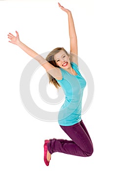 Young woman jumping