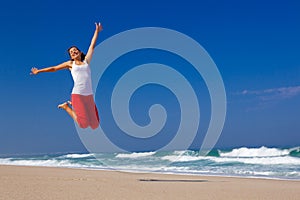 Young woman jumping