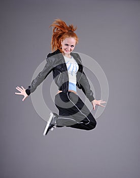 Young woman jumping