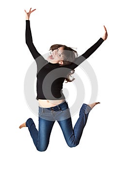 Young woman is jumping