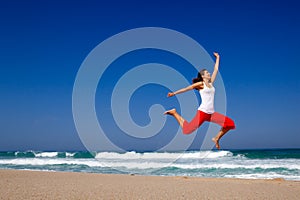 Young woman jumping