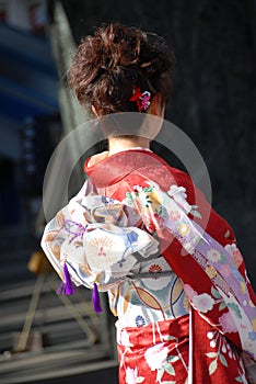 Young woman in kimono