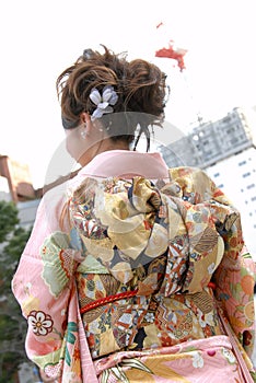Young woman in kimono