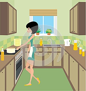 Young woman on kitchen
