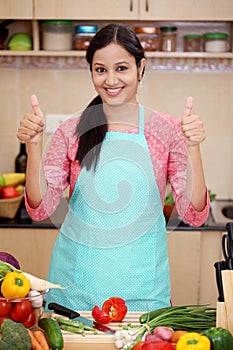 Young woman with kitchen apron
