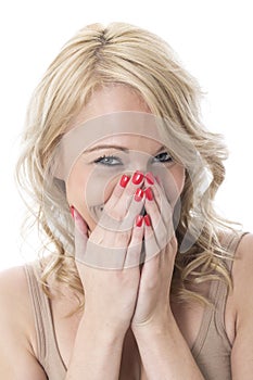 Young Woman Laughing and Embarrassed