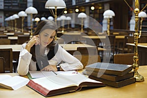 Young woman in library