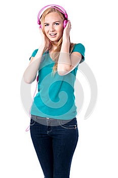 Young woman listening to her music