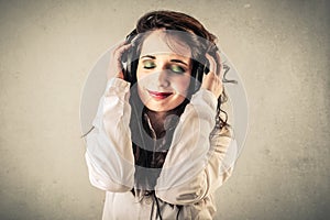 Young woman listening to the music