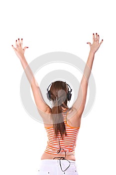 Young woman is listening to the music