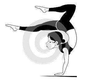 Young woman with lithe figure doing sport or yoga exercises illustration photo