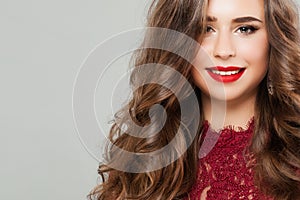 Young Woman with Long Healthy Permed Hair photo