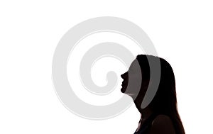 Young woman look ahead - horizontal silhouette