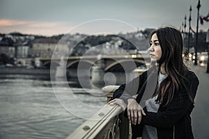 Young woman looking at the landscape