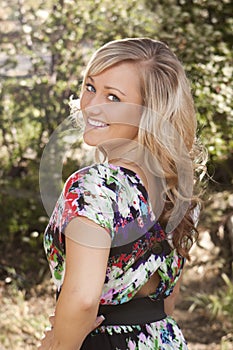 Young woman looking over her shoulder