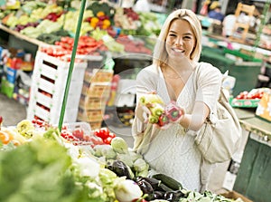 Young woman on the market