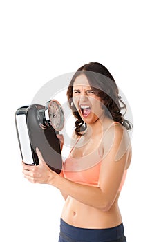 Young woman with measuring scale