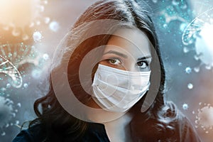 Young woman in medical mask during coronavirus
