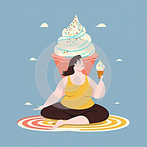 Young woman meditating to relax and get rid of stress, AI generated
