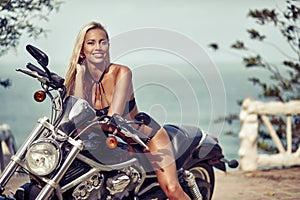 Young woman on motocycle