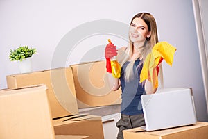 The young woman moving to new place