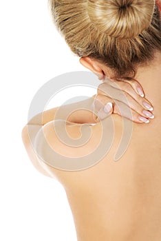 Young woman with nape pain.