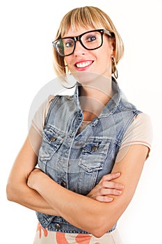 Young woman with nerdy glasses