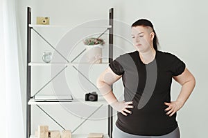 Young woman with obese body, overweight concept